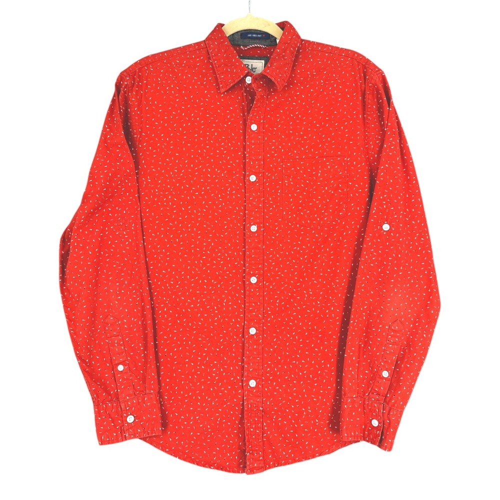 Rebel James & Charli Button Down Shirt Red‎ Print Casual Mens Size Large